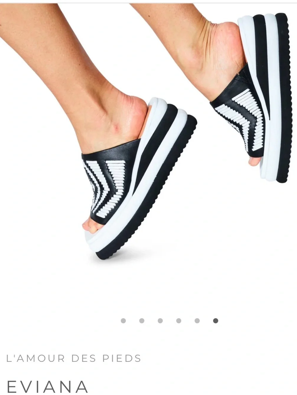 L'Amour des Pieds Eviana Black & White Platform Slide
